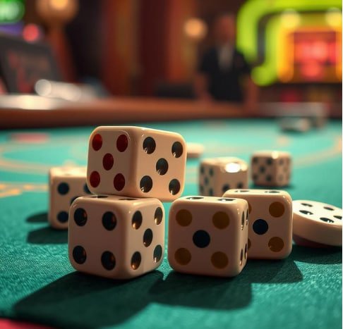 Chip berwarna di meja poker
